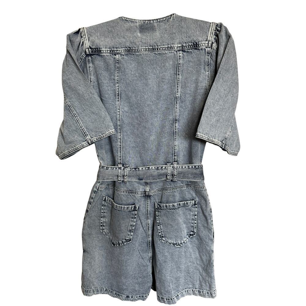 Driftwood Quilted Romper Belted Waist Denim Acid Wash Size Small NEW - Picture 6 of 11
